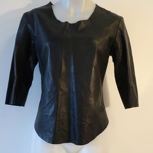 Womens Katherine Tess Black Leather Top S *